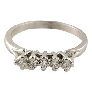 Vintage 14K White Gold and Diamond Band Size 5.75 #13157